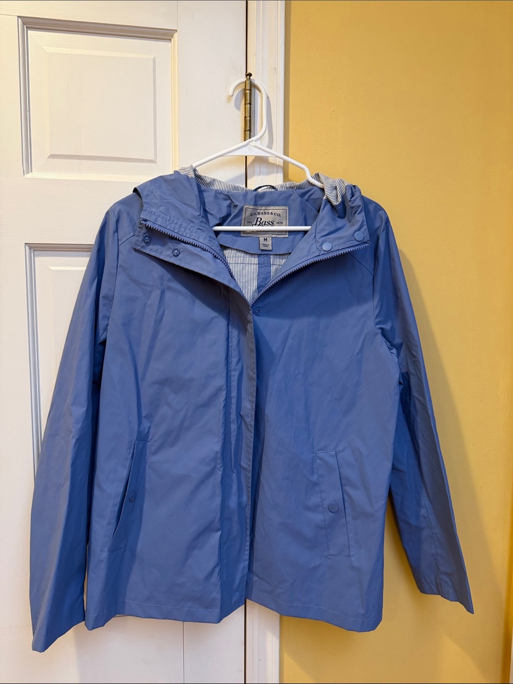 Bass Light Blue Hooded waterproof Raincoat, medium.